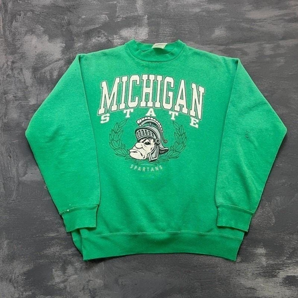 Vintage Michigan State Sweatshirt Mens XL Green 1990s NCAA